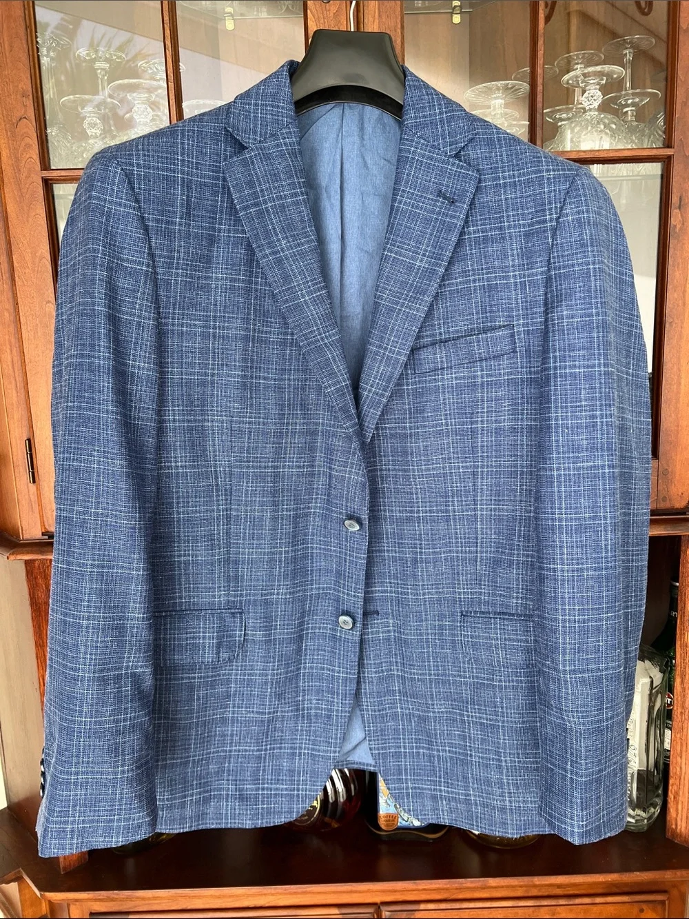 High Quality Wool, Silk & Linen blue  blazer